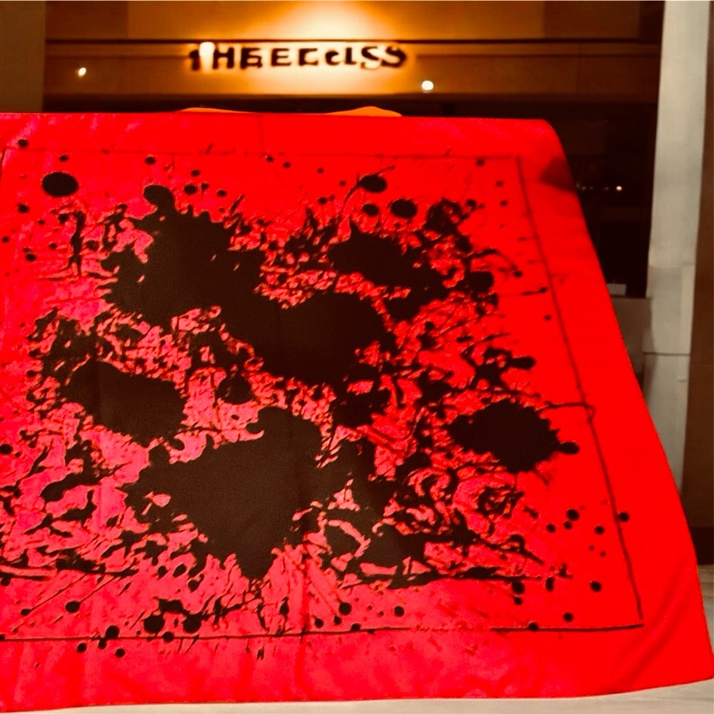 Hermes Red and black Scarf” Cheval Surprise’ by Dinitri R with Box